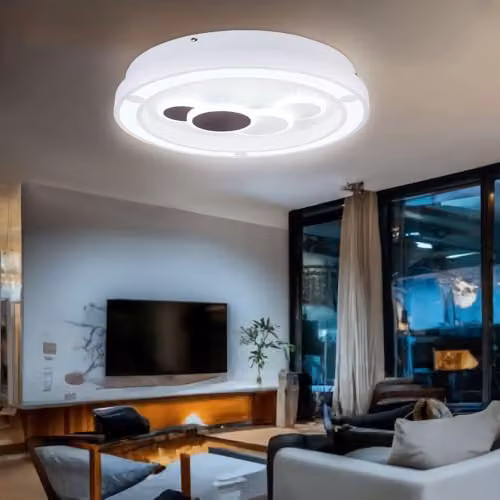 Netlighting Kolli White LED Semi Ceiling Light with Remote Control and Dimmable CCT Settings – 3