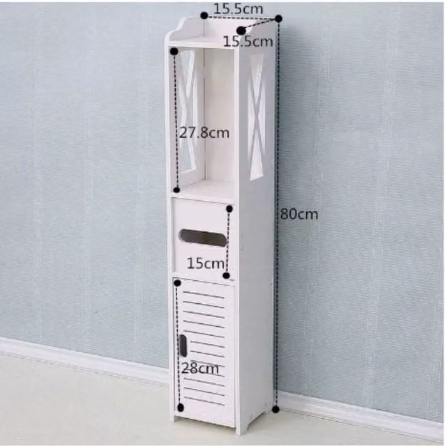 SPETLEK Modern 4 Tier Slim Wood Bathroom Cabinet with Internal Shelves and Drawers, White – 1