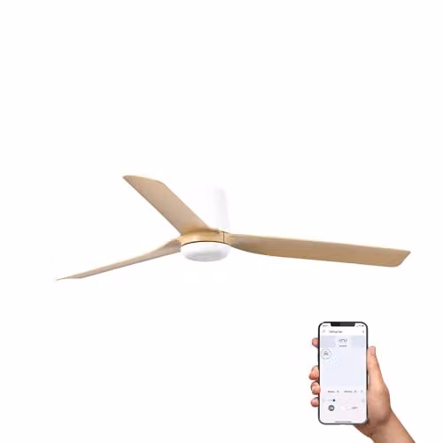 Netlighting Punt Tub Smart Ceiling Fan with Wood Blades and White Light, 130 cm
