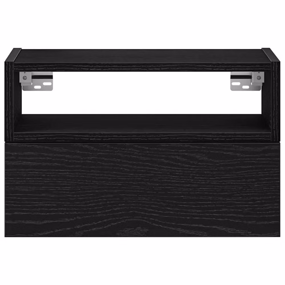 Berkfield Home Set of 2 Modern Wall-mounted Bedside Cabinets in Black, W/D/H: 45 x 26 x 28.5 cm – 4