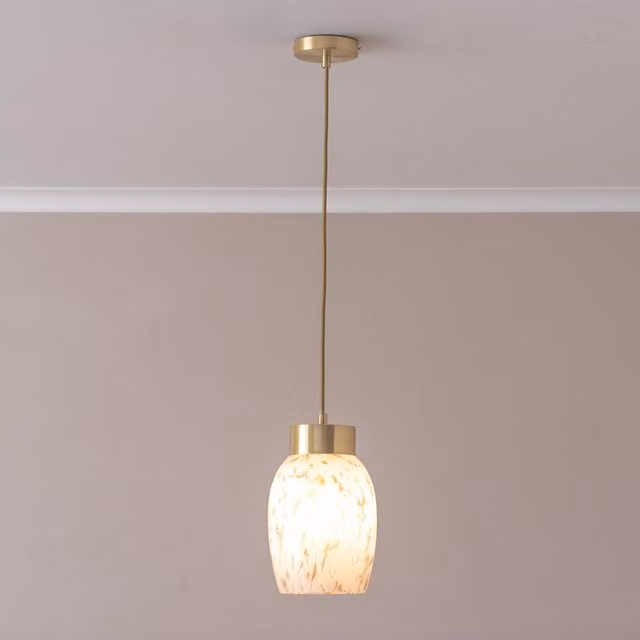 ValueLights India Confetti Glass Capped Ceiling Pendant Light with LED Bulb in Brushed Gold