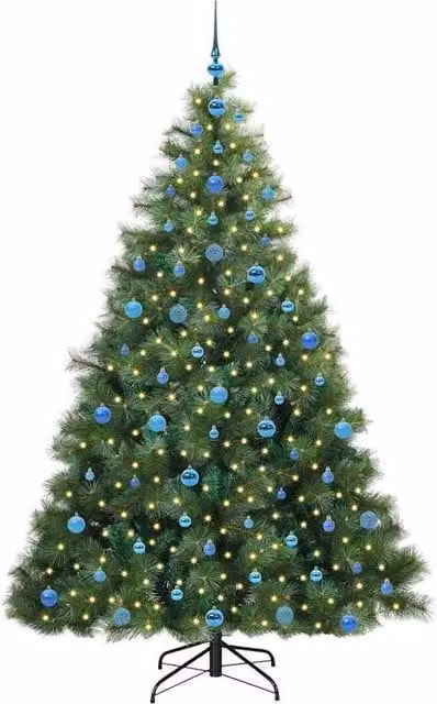 Berkfield Home Realistic Artificial Christmas Tree with 300 Warm White LEDs, Green, Height: 210 cm