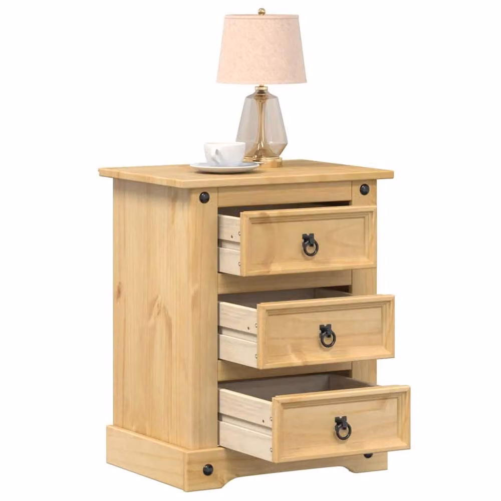 Berkfield Home Beautiful Corona Bedside Cabinet in Brown Solid Pine Wood, W/D/H: 53 x 39 x 66 cm – 2