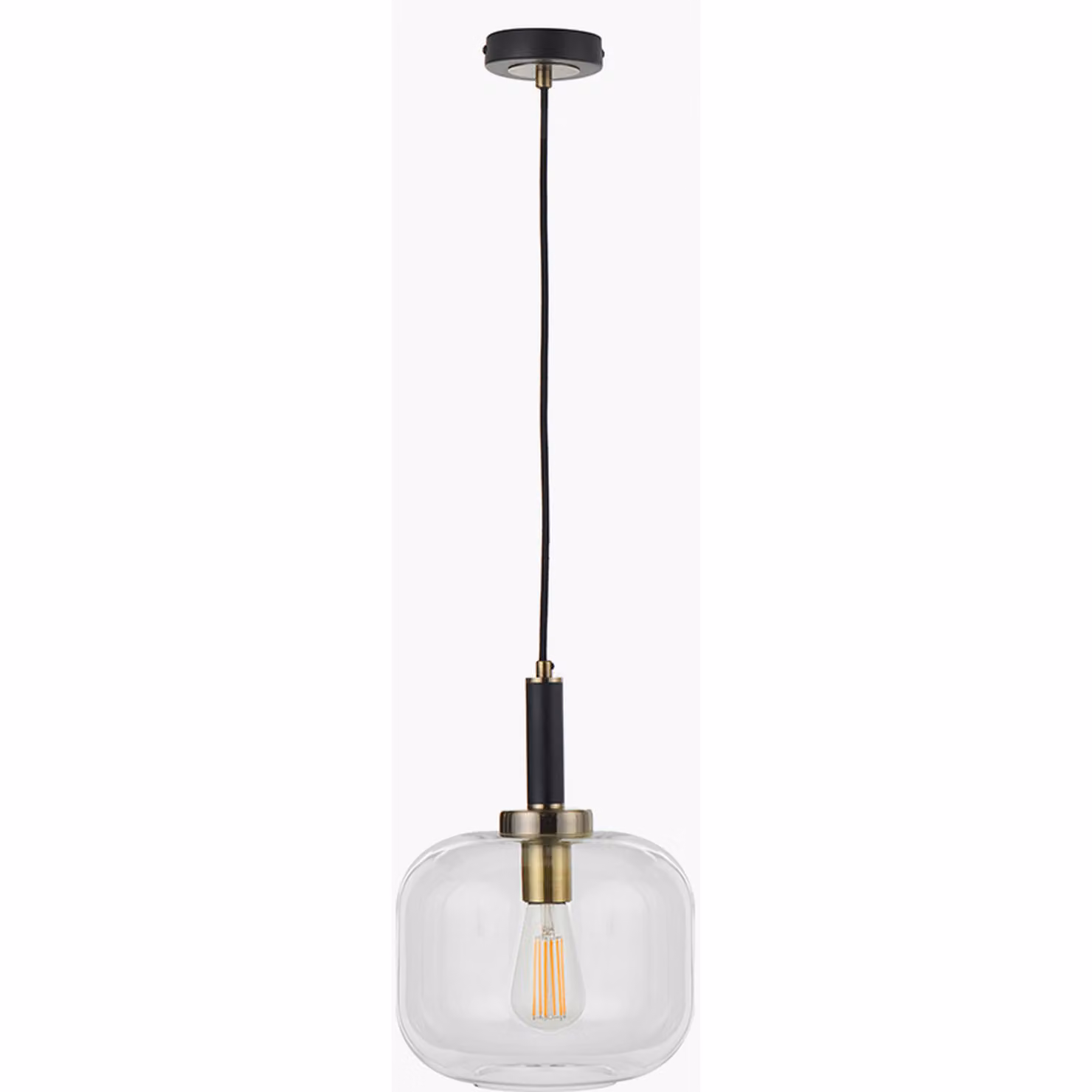 Pacific Lifestyle Industrial Oval Glass Pendant Light in Black and Transparent – 2