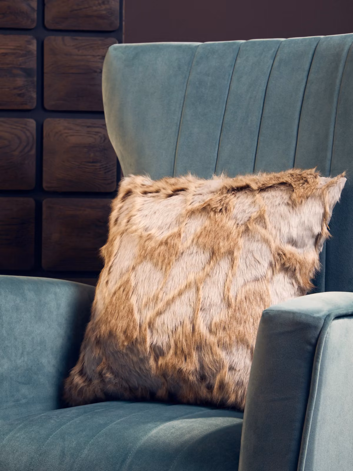 Orsina Green Velvet Winged-Back Armchair with Gold Finish Legs