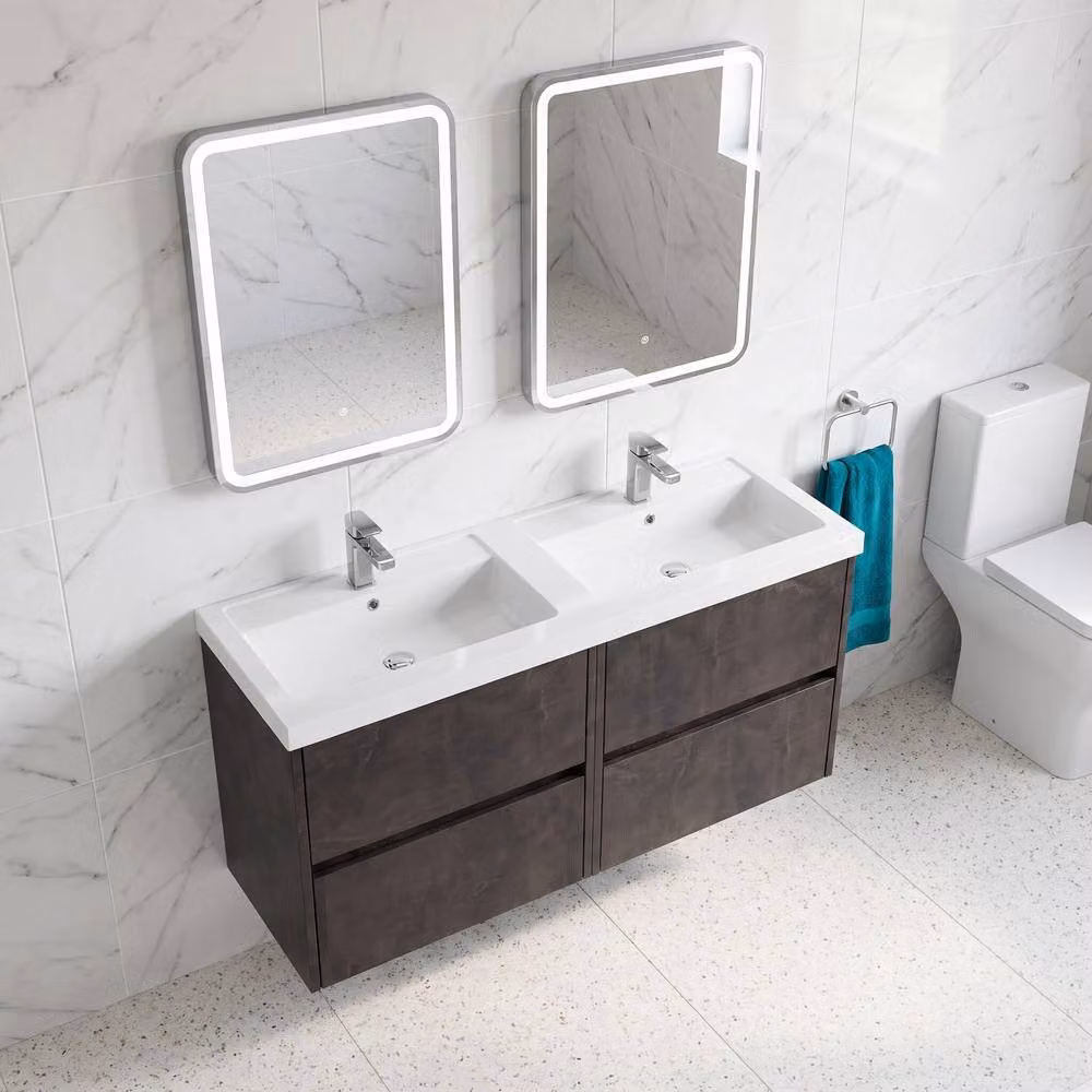 Balterley Modern Wall Mounted Bathroom Vanity Unit with Basin and Soft Close Drawers, Grey, W/D/H: 120.5 x 38.5 x 57.9 cm – 3