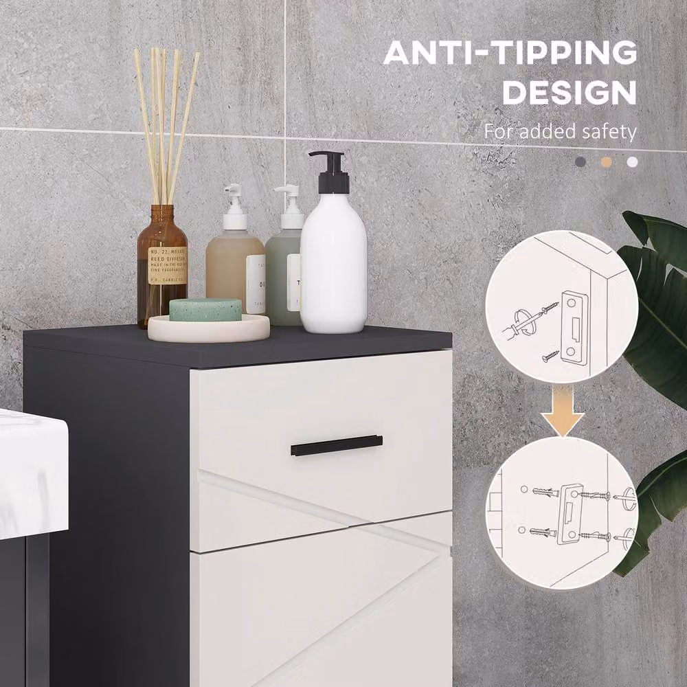STILVORA Grey Modern Bathroom Storage Cabinet with Drawer, Cupboard and Internal Shelves – 5