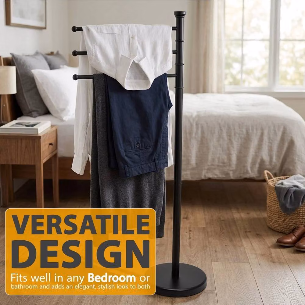 EONLION Black Freestanding Stainless Steel Towel Rack, Height: 87 cm – 4