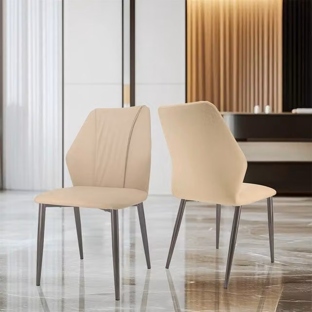 PAWNORA Set of 2 Modern Upholstered Dining Chairs in Beige – 1