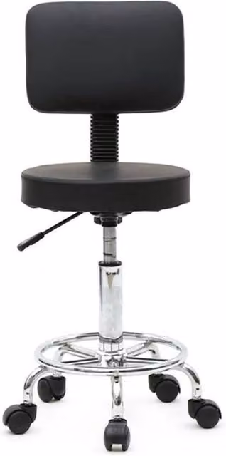 KORVIXA Adjustable Swivel Salon Bar Stool with Backrest in Black