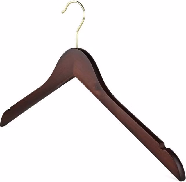 Pawnora Brown Wooden Flat Coat Hangers with Notches