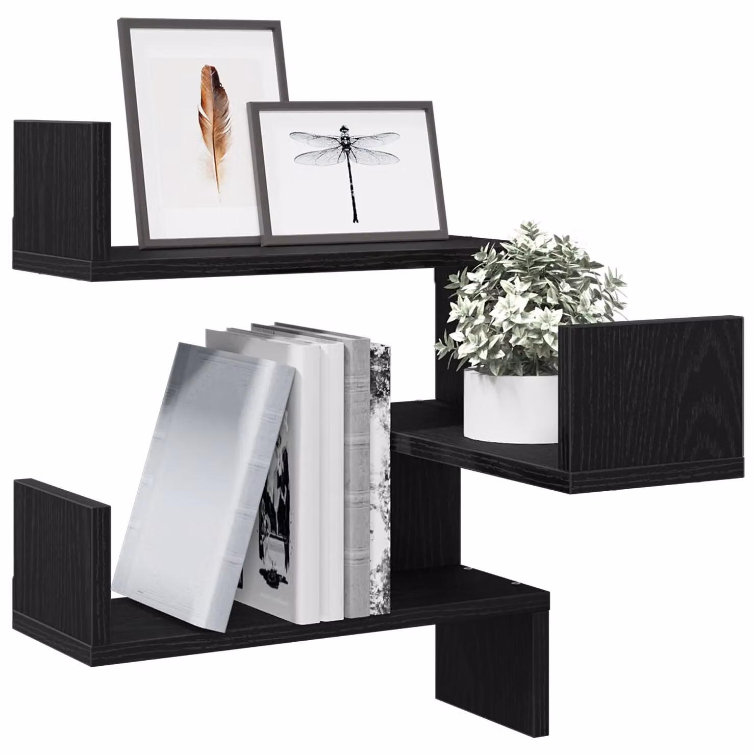 Berkfield Home Black Oak Corner Wall Shelf, W/D/H: 40 x 40 x 49.5 cm – 3
