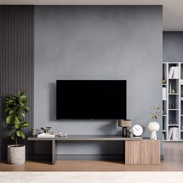 Decorotika Modern Wall Mounted Entertainment Center in Black