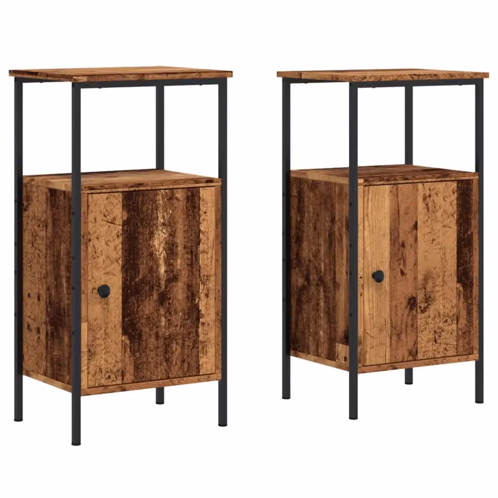 Berkfield Home Set of 2 Bedside Cabinets in Old Wood Brown, W/D/H: 41 x 31 x 80 cm – 2