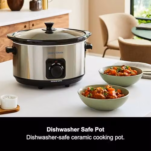 Morphy Richards 6.5L Slow Cooker in Silver with Ceramic Pot and Stainless Steel Finish – 6