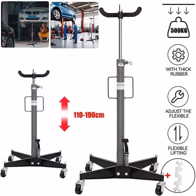 Ventryn 0.5T Hydraulic Transmission Jack and Manual Gearbox Auto Part Lifter Hoist Stand in Silver – 1