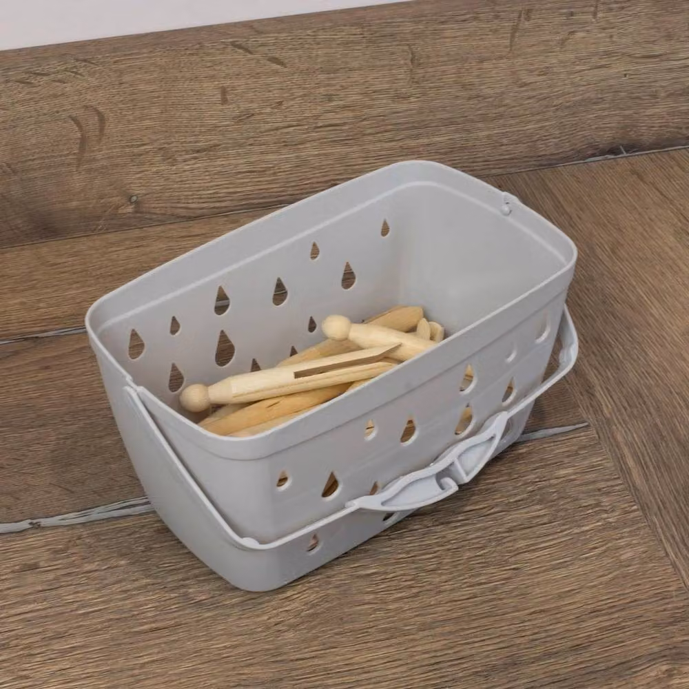 EONLION Plastic Peg Basket with Handles, Grey, W: 50 cm, D: 50 cm, H: 50 cm – 2