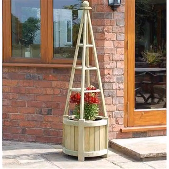 Cheshire Deluxe Obelisk Planter in Light Oak Brown Wood