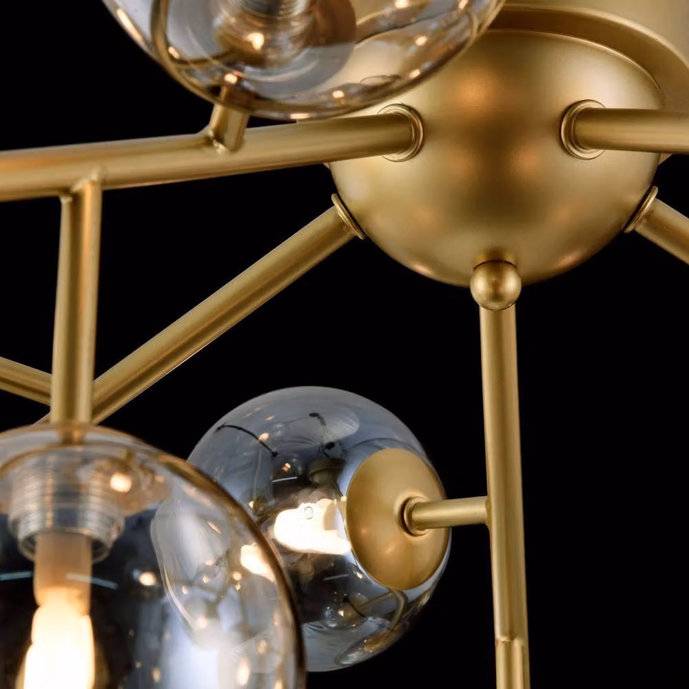 Netlighting Dallas Semi Flush Ceiling Lamp in Gold/Brass with 20 G9 Lights – 2
