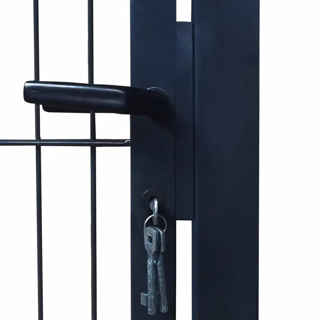 Berkfield Home 2D Single Steel Fence Gate in Anthracite Grey, W: 106 cm, H: 210 cm – 4
