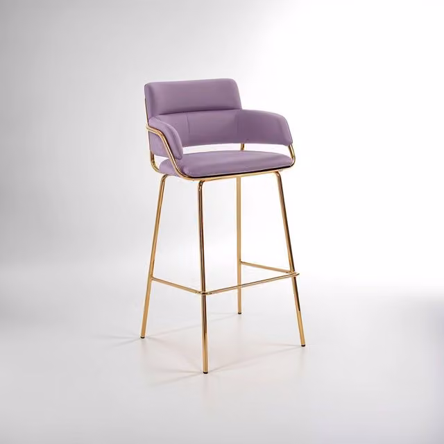 Orsina Pink Velvet Bar Chair with Gold Metal Legs
