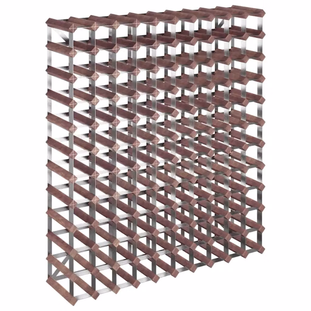 Berkfield Home Rustic Brown Solid Pine and Metal Freestanding Wine Rack for 120 Bottles – 2