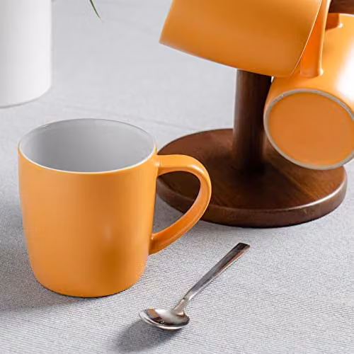 Argon Tableware Matte Yellow Stoneware Coffee Mugs, 350ml, Pack of 2 – 2