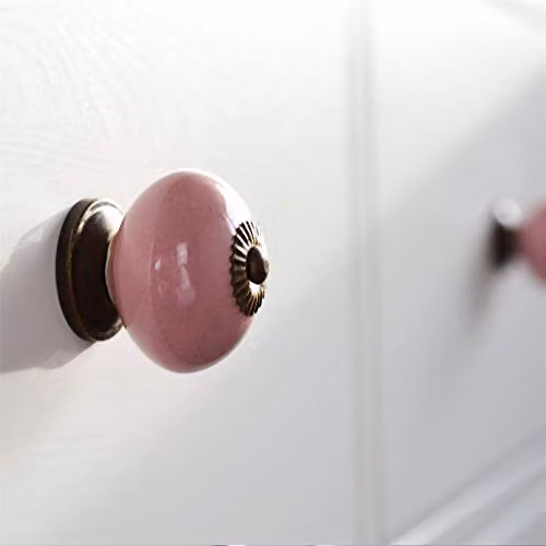 Nicola Spring Pink Polished Ceramic Cupboard Drawer Knob with Threaded Stem – 2