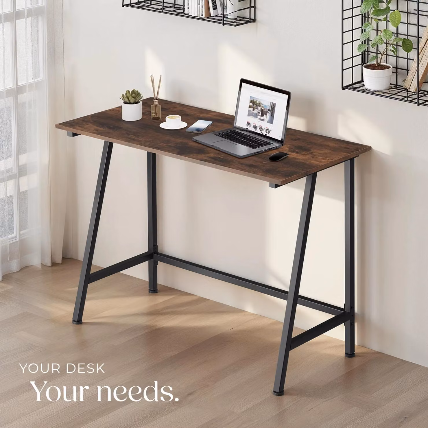 tectake Newton Modern Computer and Writing Desk in Brown and Black – 5