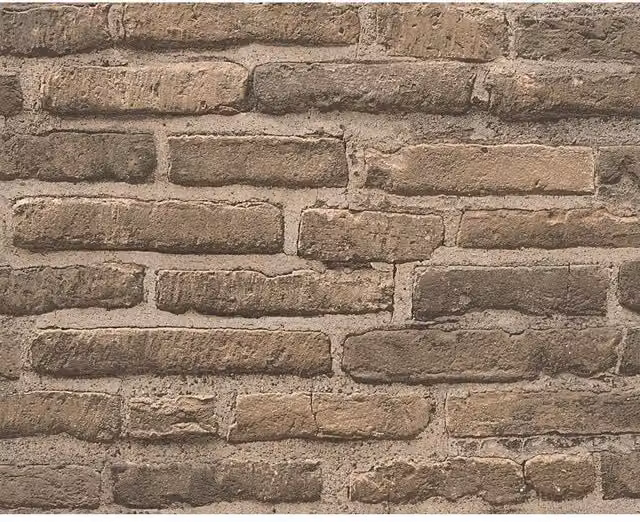 A.S. Création House Brick Pattern Faux Effect Realistic Stone Embossed Non-Woven Wallpaper in Beige
