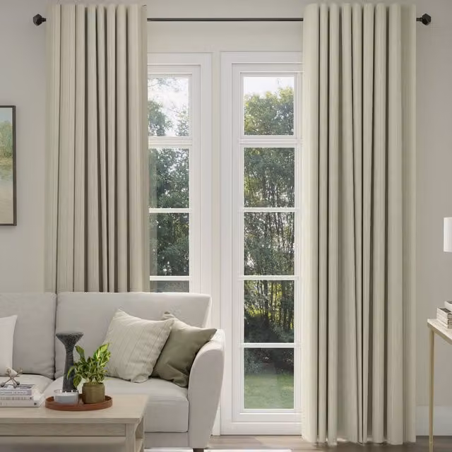 ANTE DECOR Latham Made To Measure Blackout Cotton Stripe Curtains in Beige and White