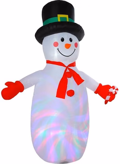 OUTSUNNY Inflatable Christmas Snowman for Indoor and Outdoor Decor, White, Height: 243.84 cm