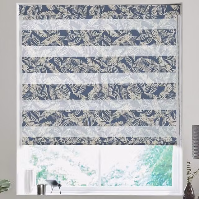 Terrys Made to Measure Day and Night Blind in Ocean Blue Floral Design