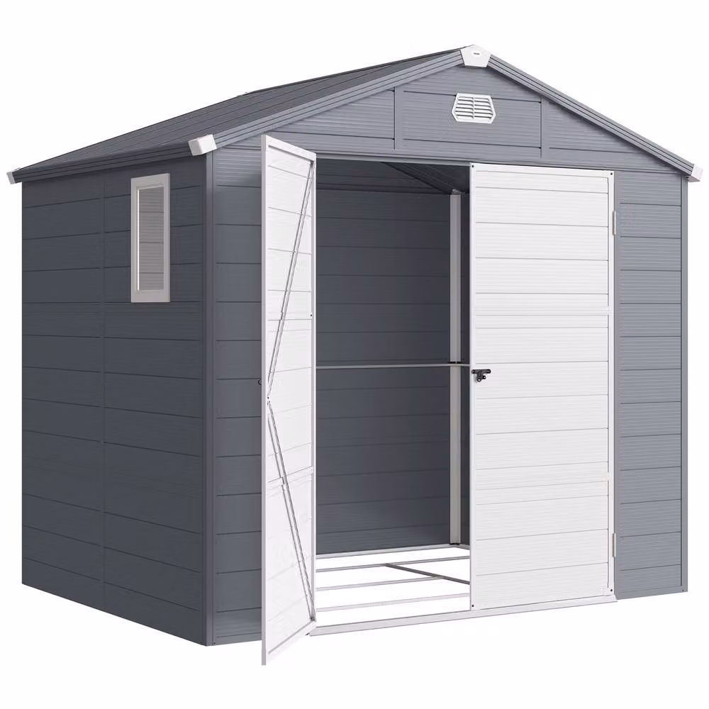 Rolipo Grey Plastic Garden Shed with Aluminium Frame – 2