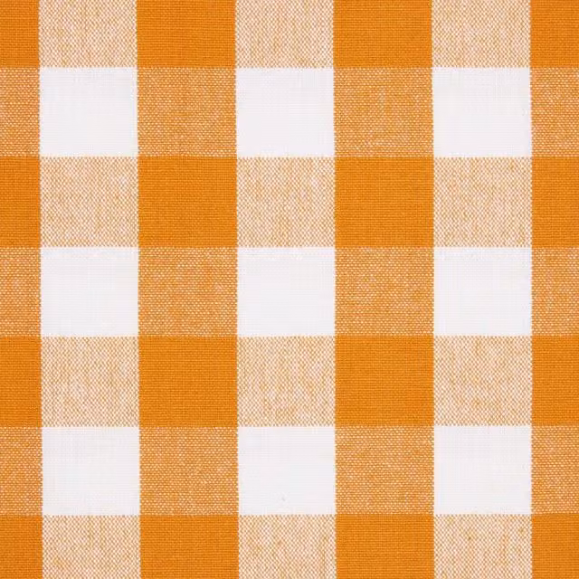 Homescapes Orange Cotton Block Check Gingham Fabric, Width: 150 cm