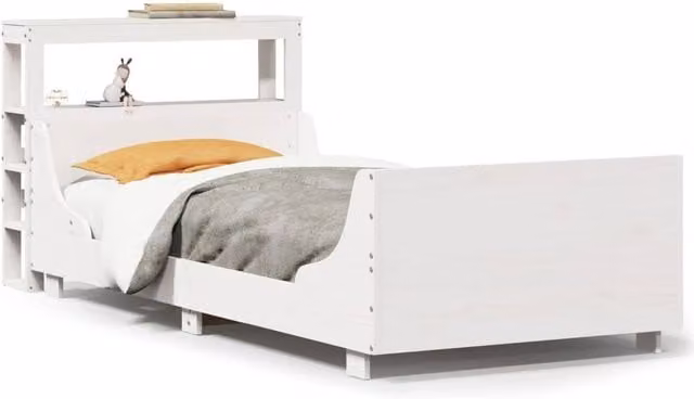 Berkfield Home Small Single Solid Wood Pine Bed Frame in White, W: 75 cm, L: 190 cm