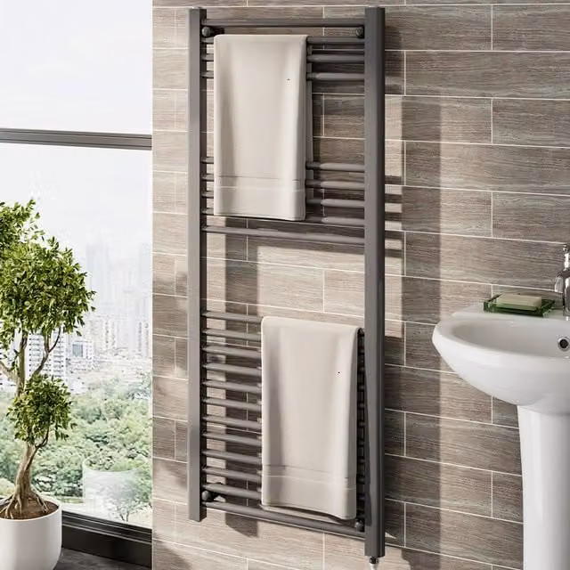 Livingandhome Stainless Steel Electric Towel Radiator Warmer, Grey, Height: 120 cm
