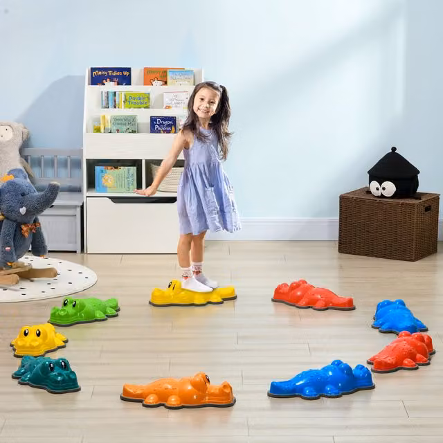 ZONEKIZ Crocodile Designed Balance Stones with Anti Slip Edge, Blue, Diameter: 40.5 cm