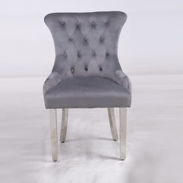 Modernique Set of 2 Paola Medusa Grey Velvet Chairs