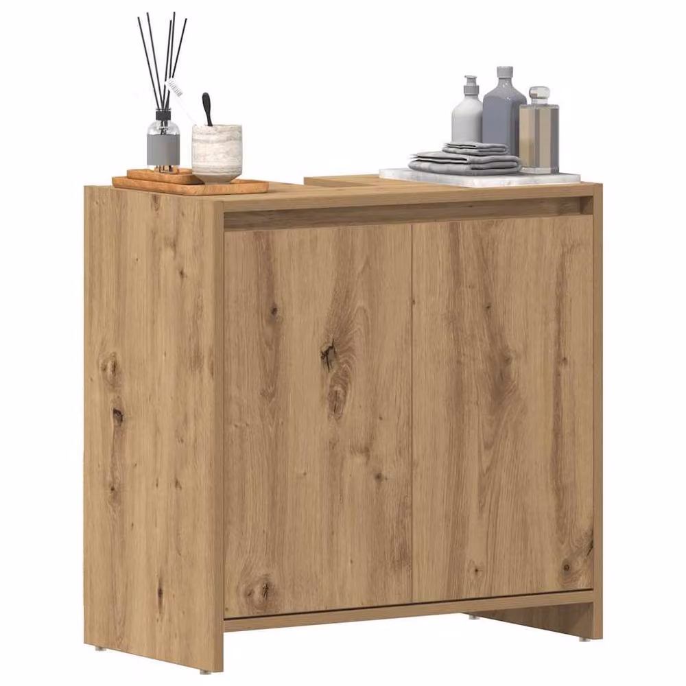 Berkfield Home Artisan Oak Durable Bathroom Sink Cabinet in Brown, W/D/H: 60 x 33 x 60 cm – 1
