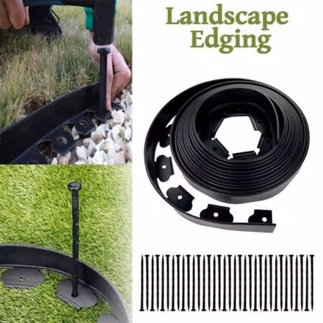 NESTLUNE Flexible Garden Edging Lawn Grass Border, Black, W/H: 100 x 15 cm
