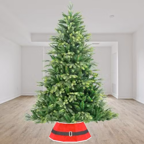 Shatchi Red Velvet Foldable Christmas Tree Skirt Base Cover – 6