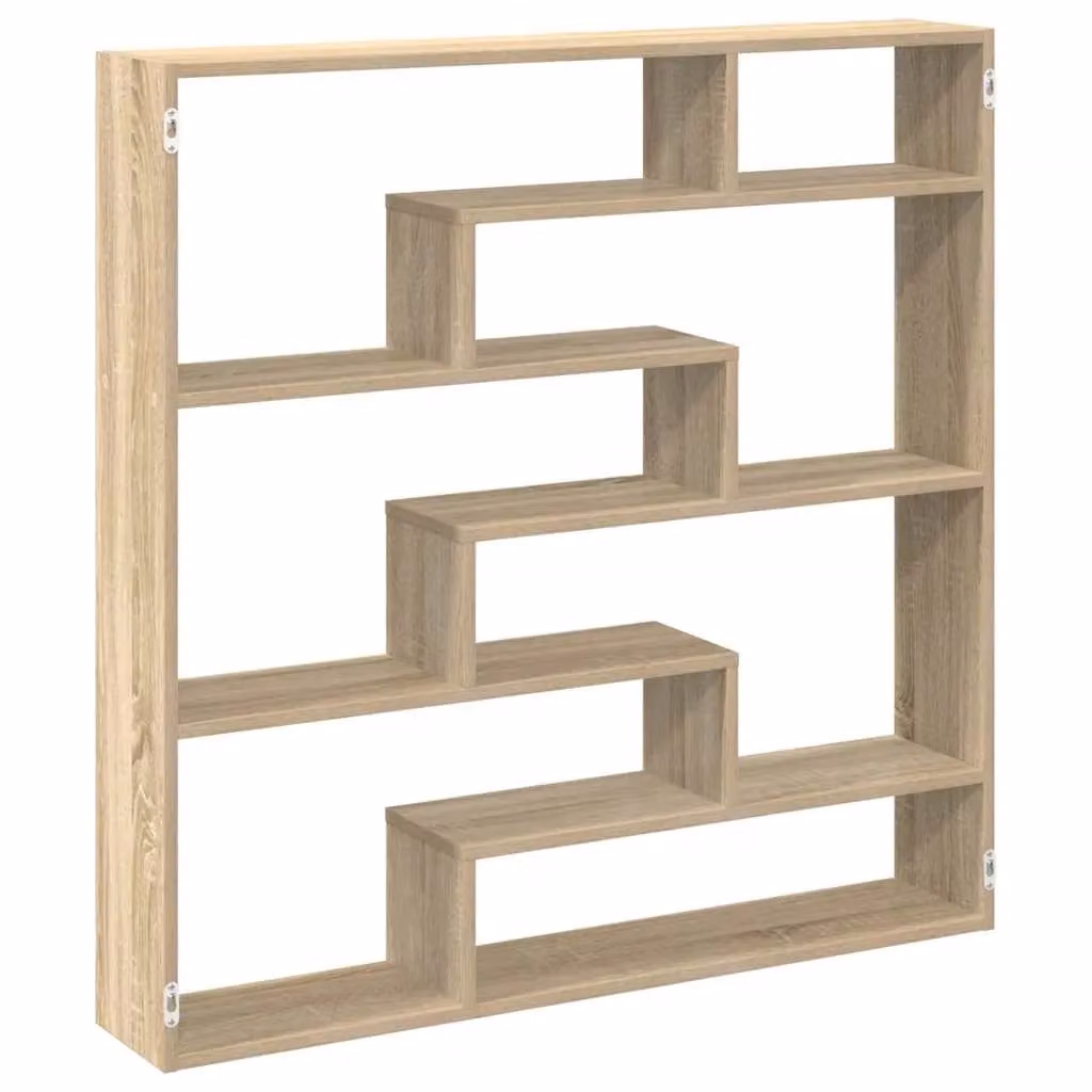 Berkfield Home Wall Mounted Cube Shelf with 7 Compartments in Sonoma Oak Brown – 2