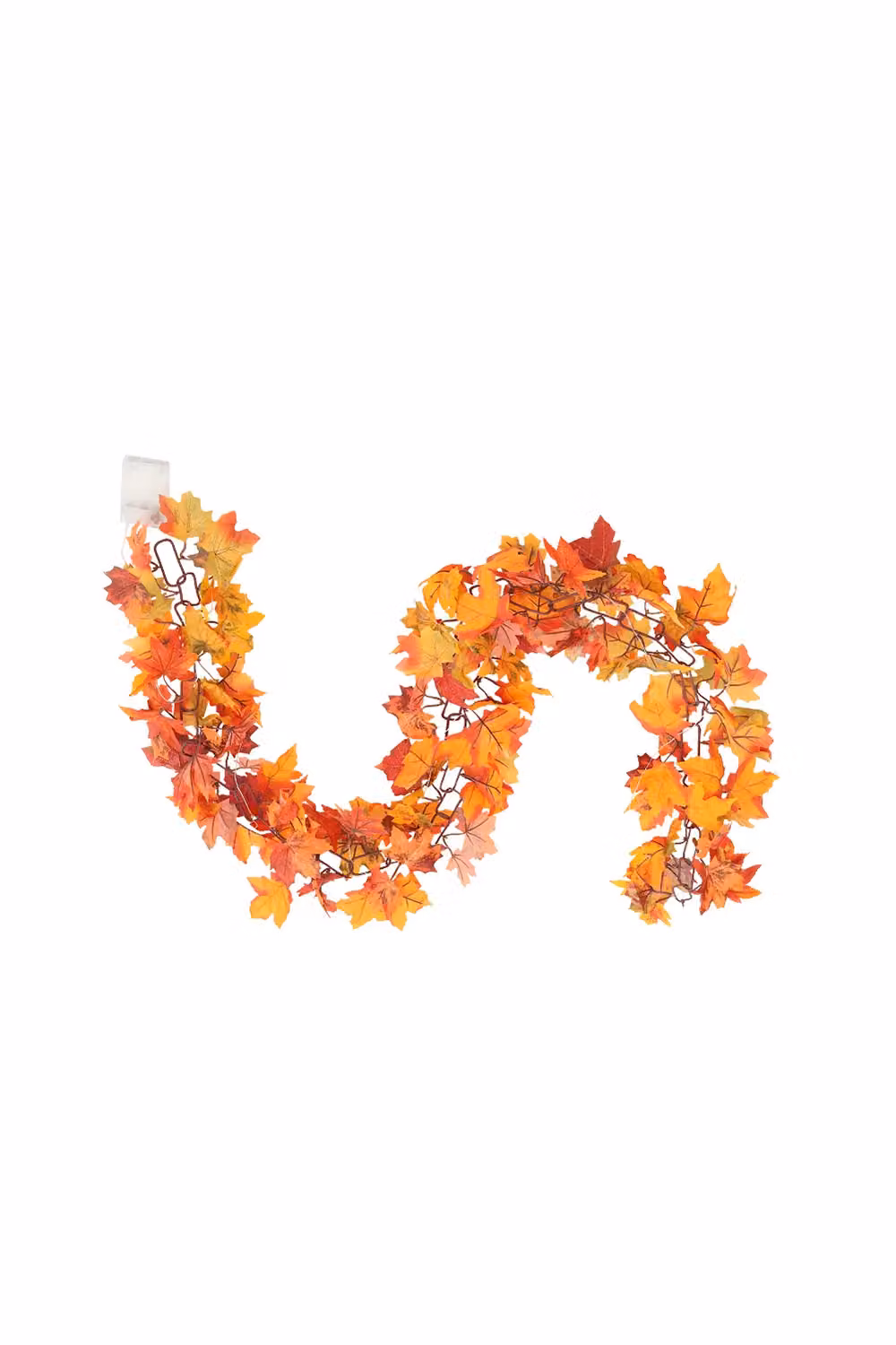 Living and Home Pre-Lit Autumn Maple Leaf Vine Garland in Orange, 1.7m – 4