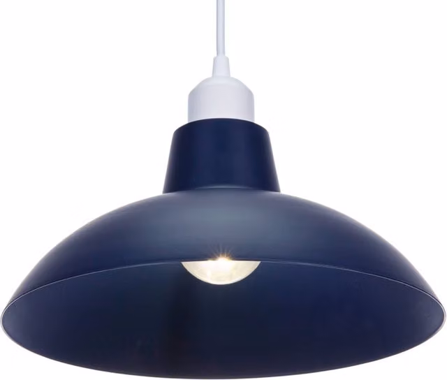 Happy Homewares Industrial Retro Matt Blue Curved Metal Ceiling Pendant Light Shade, Diameter: 29 cm – 6