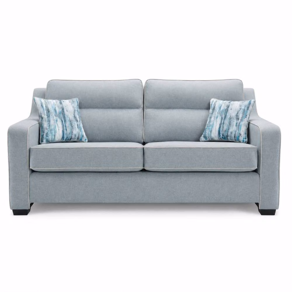 Stratus Interiors Canterbury Blue Fabric Upholstered Living Room Sofa with Scatter Cushions and Solid Wood Frame – 4