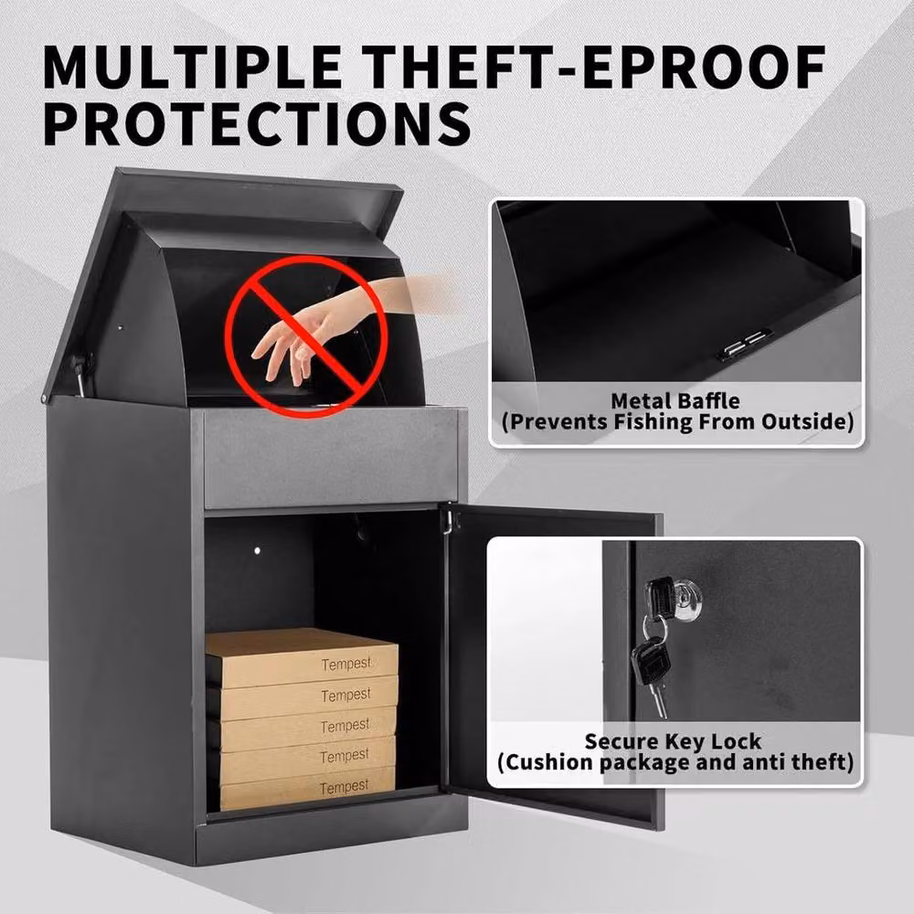SPETLEK Lockable Steel Wall Mounted Outdoor Letter Post Box with Combination Lock in Black – 4