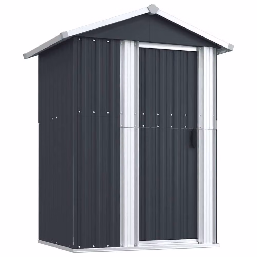 Berkfield Home Garden Shed in Anthracite Grey Galvanised Steel, W/D/H: 126 x 97.5 x 177 cm – 3