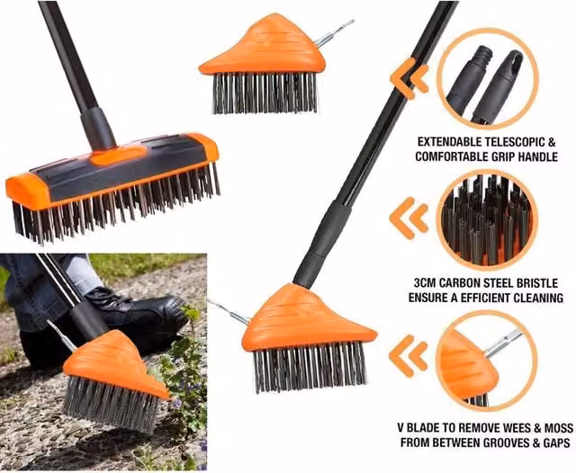 SPETLEK Orange Weed Brush and Moss Scraper Broom