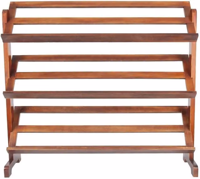 KORVIXA 4 Tier Wooden Shoe Rack in Natural Sand, W/D/H: 100 x 100 x 100 cm – 1